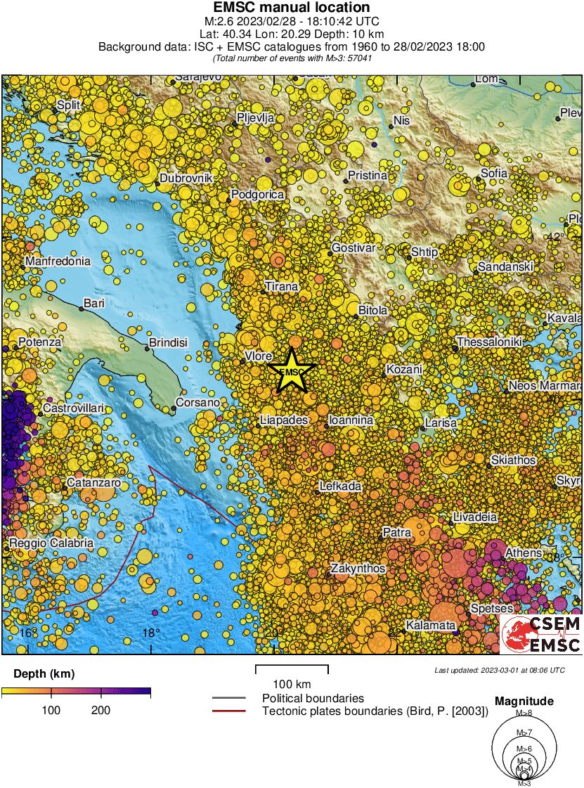 regional depth historical seismicity