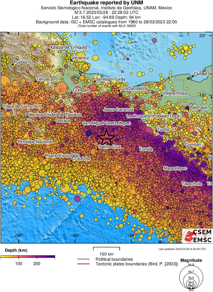 regional depth historical seismicity