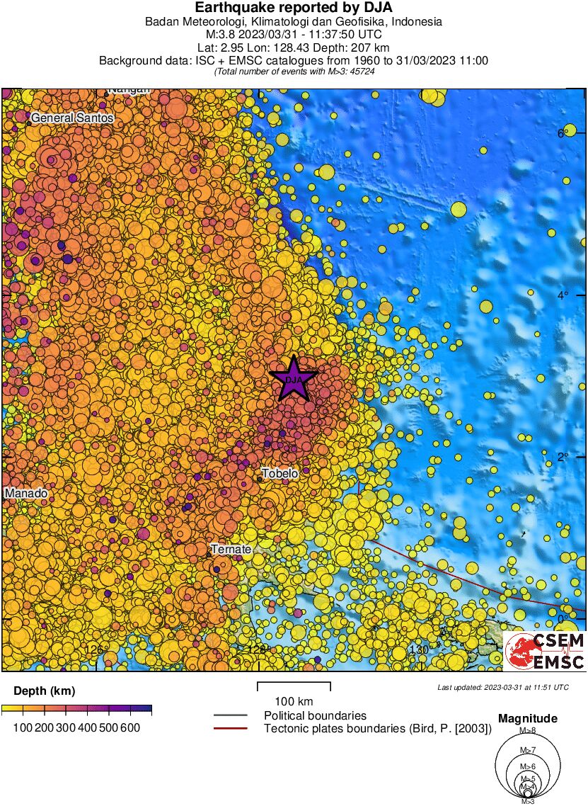 regional depth historical seismicity