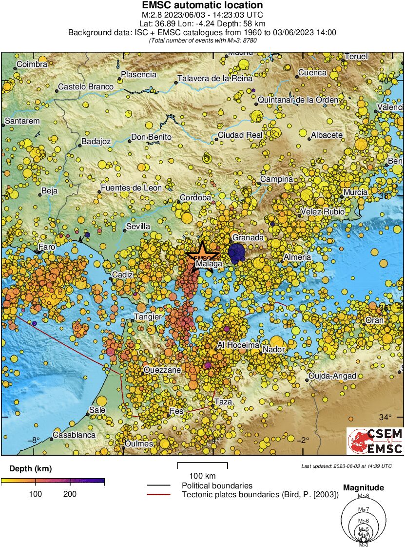 regional depth historical seismicity