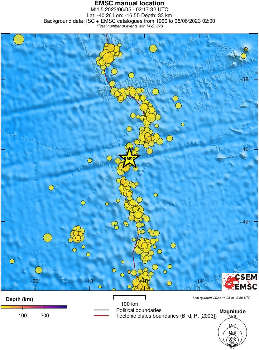 regional depth historical seismicity