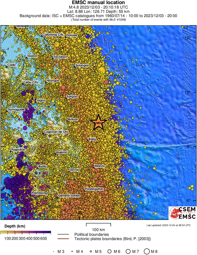 regional depth historical seismicity