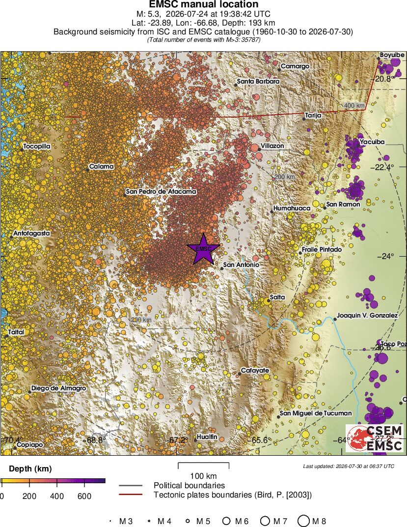 regional depth historical seismicity