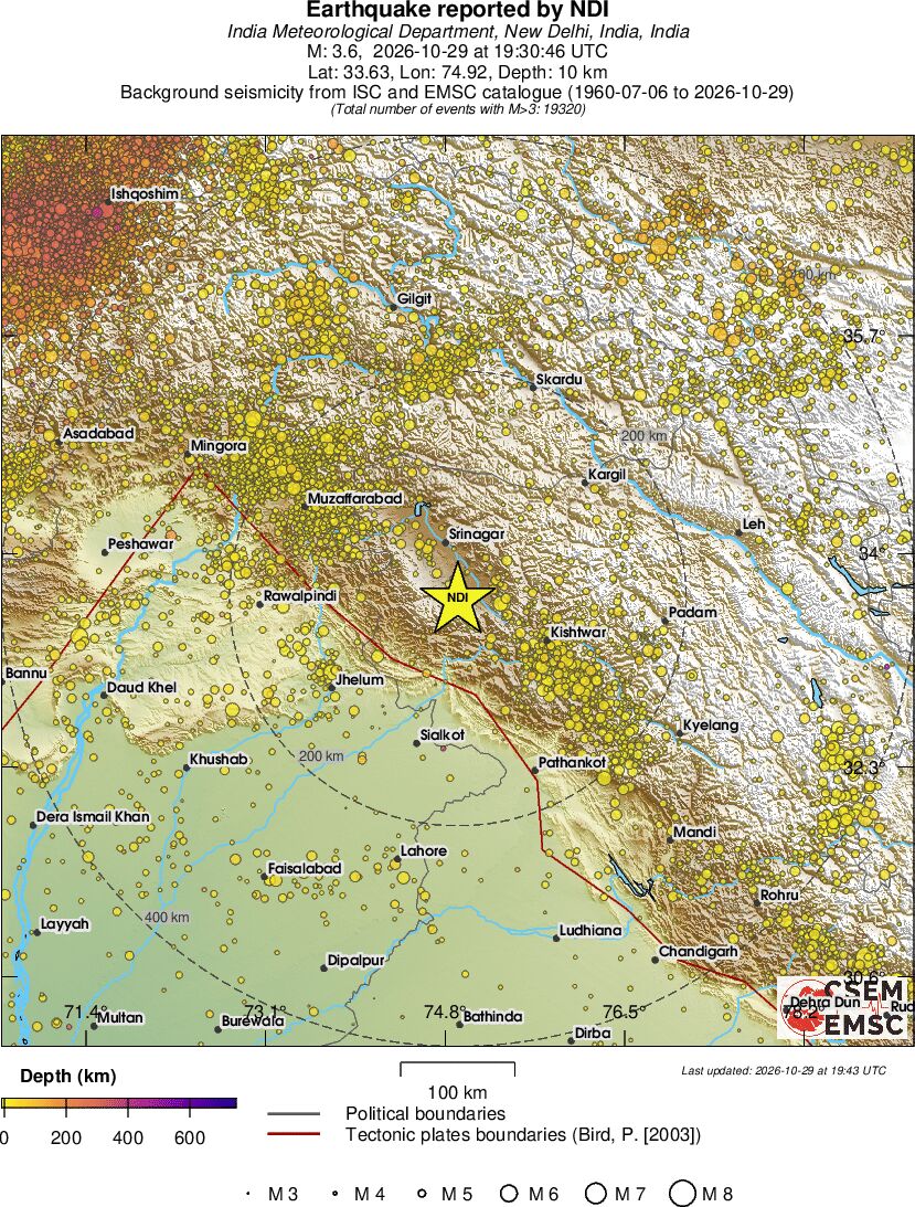 regional depth historical seismicity