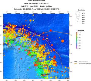 regional depth historical seismicity
