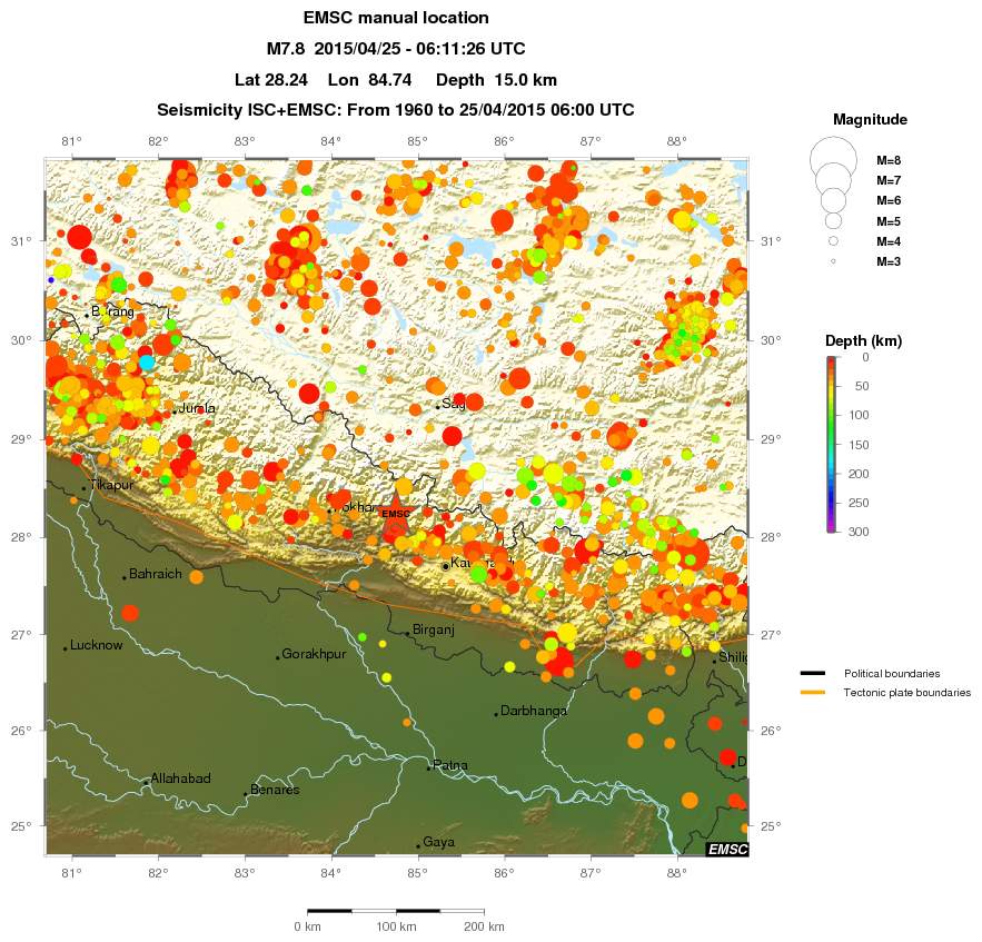 regional depth historical seismicity