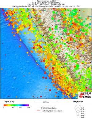 regional depth historical seismicity