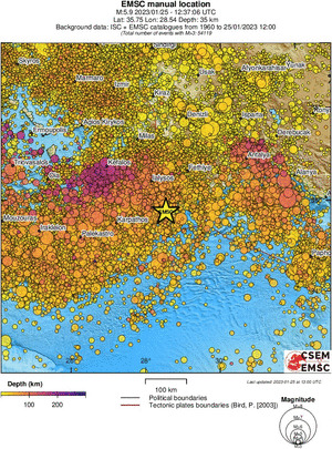 regional depth historical seismicity