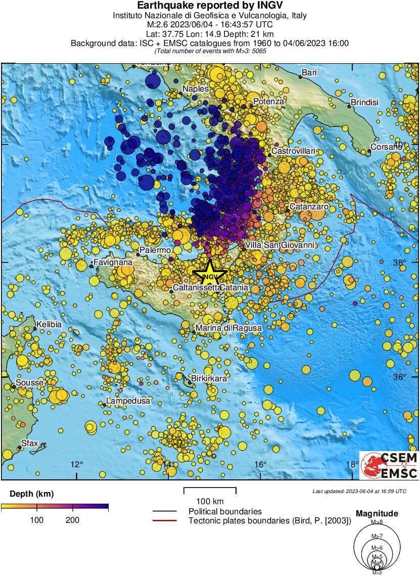 regional depth historical seismicity