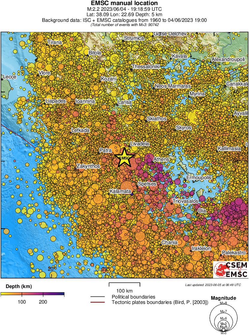 regional depth historical seismicity