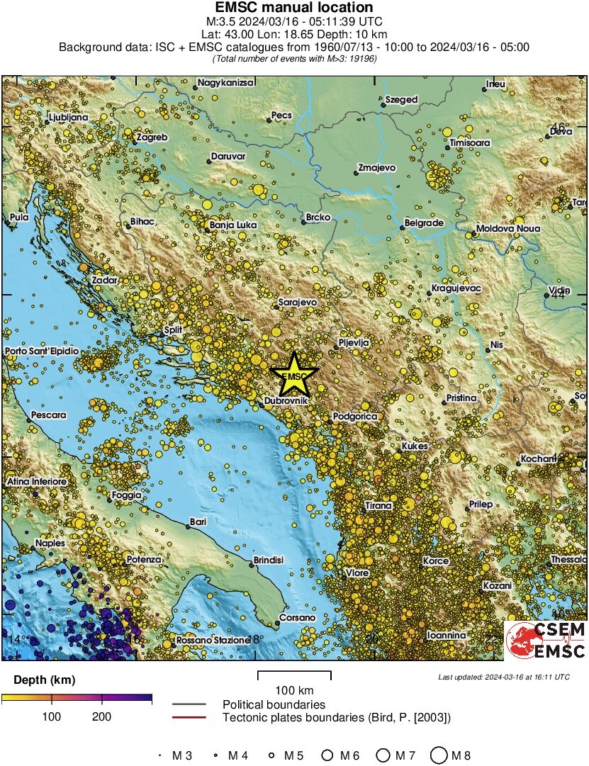 regional depth historical seismicity