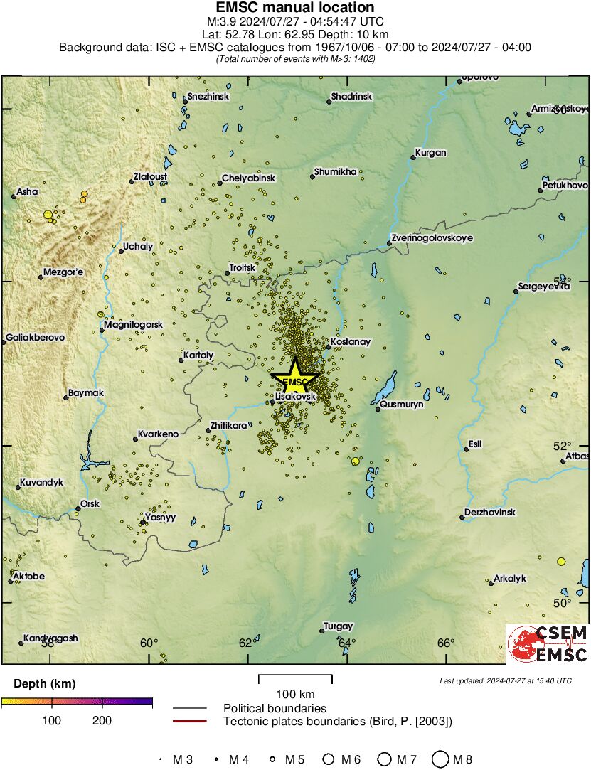 regional depth historical seismicity