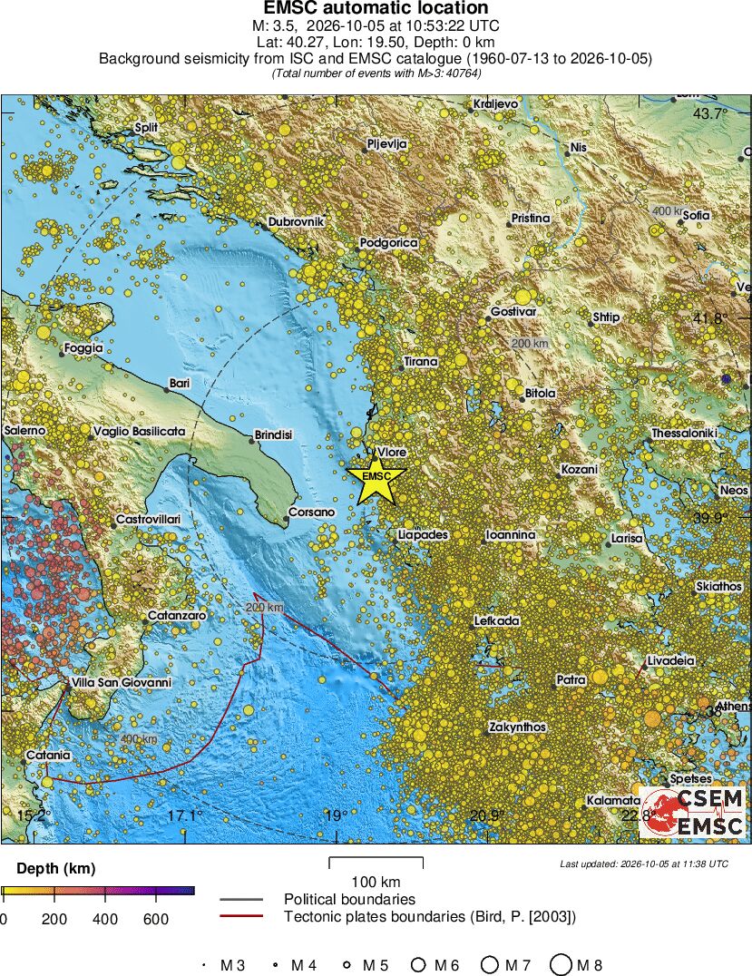 regional depth historical seismicity