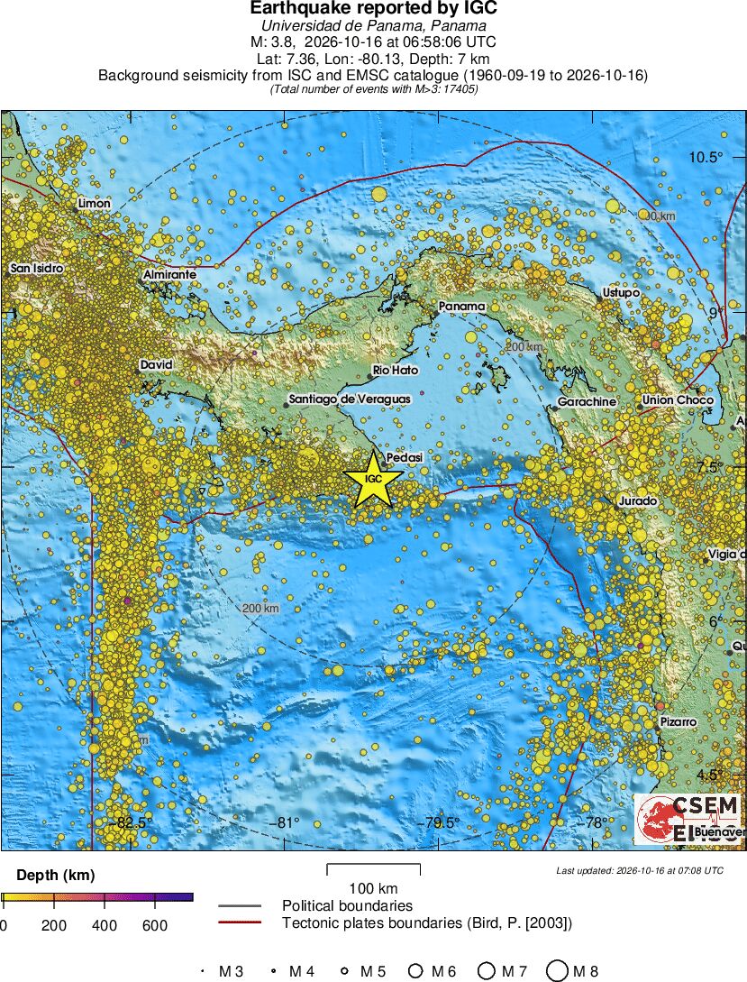 regional depth historical seismicity