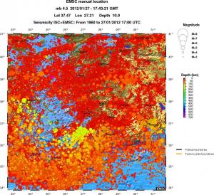 regional depth historical seismicity
