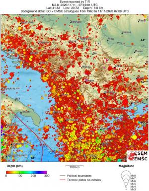 regional depth historical seismicity