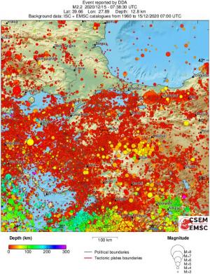 regional depth historical seismicity