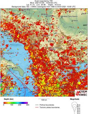 regional depth historical seismicity