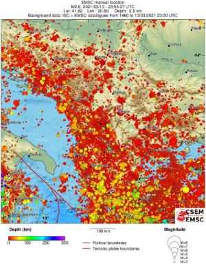 regional depth historical seismicity