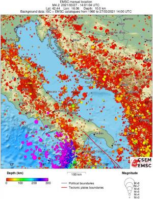 regional depth historical seismicity