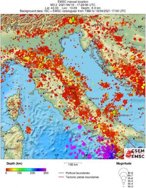 regional depth historical seismicity
