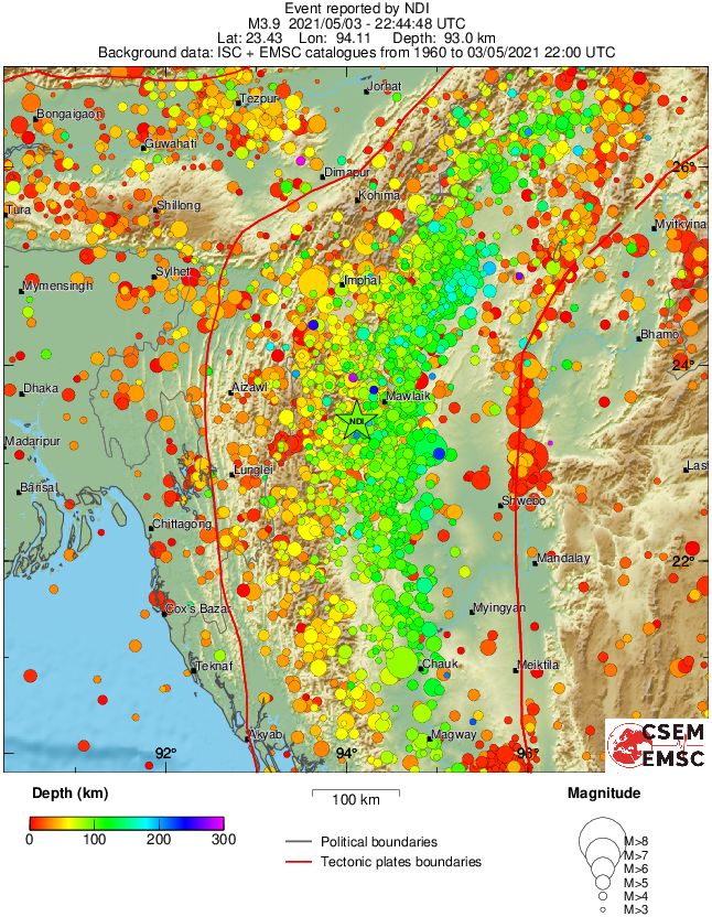 regional depth historical seismicity